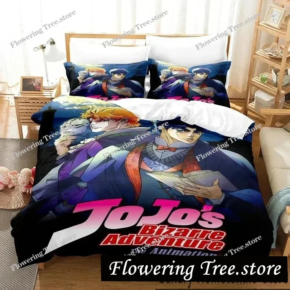 Anime JoJos Bizarre Adventure Bedding Set Duvet Cover Bed Set Quilt Cover Pillowcase Comforter king Queen Size Boys Adult