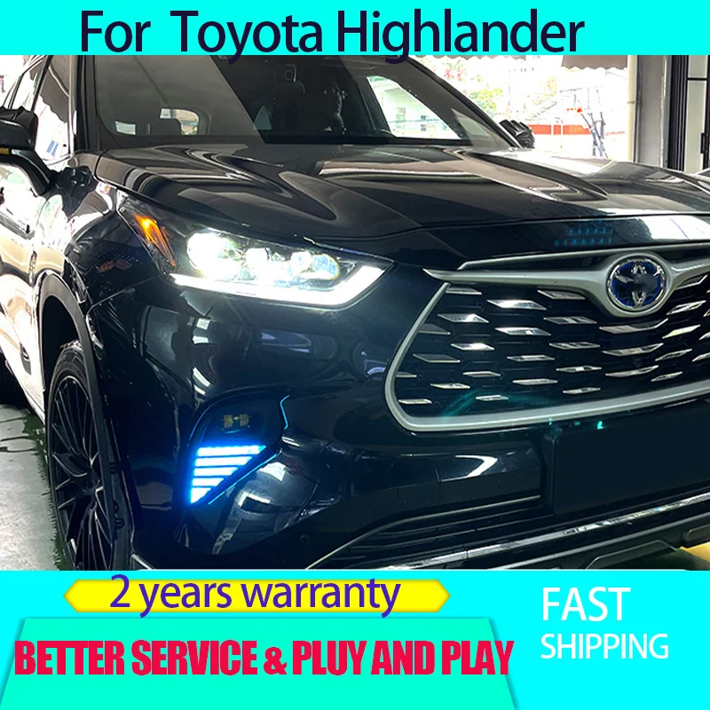 Car Styling for 2022-23  Highlander headlight /Crown Land Release modified laser lens LED daytime running light water steering