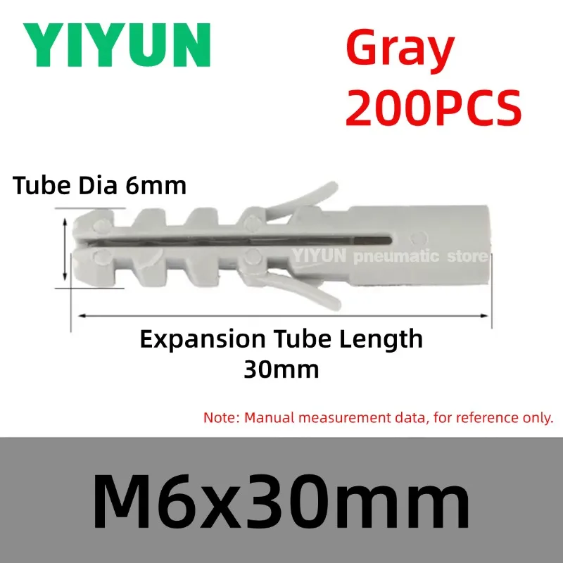 50-200pcs M5 M6 M8 M10 M12 Plastic Expansion Tube Wall Plug Plugs M5x25 M6x30 M8x40 M10x50 M12x60 M14x75mm M6x25 M8x27