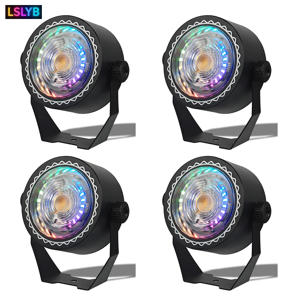 

4PCS/Lot 80w Golden Yellow COB+RGB Colorful Retro Light mini Par Light DMX Stage Light For Concert Bar Disco Indoor Party