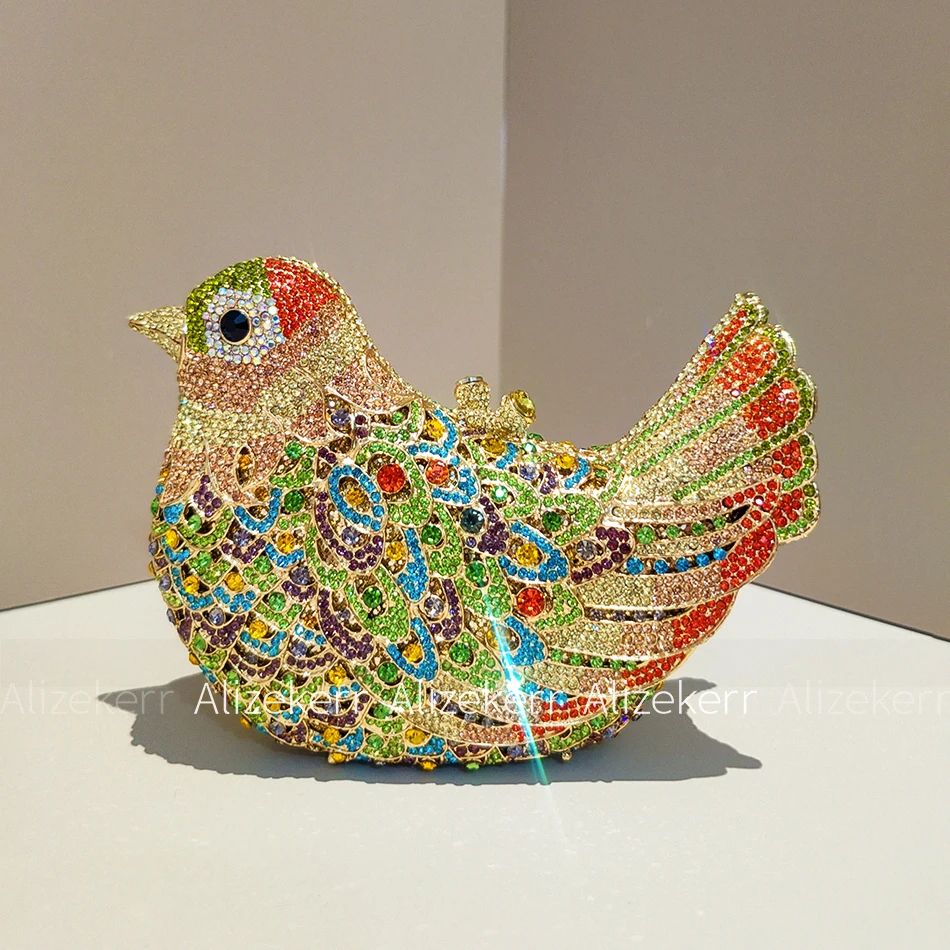 Alizekerr Pigeon Shaped Rhinestone Evening Clutch 7