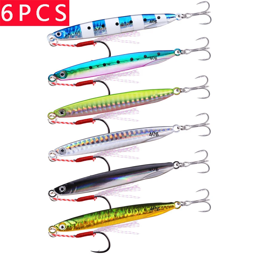 

6pc Super Slim long Metal Casting Jigs Fishing Lures 7G 10G Shore Cast Jigging Pesca Spoon Jig Sea Fishing Lure Tackle Saltwater