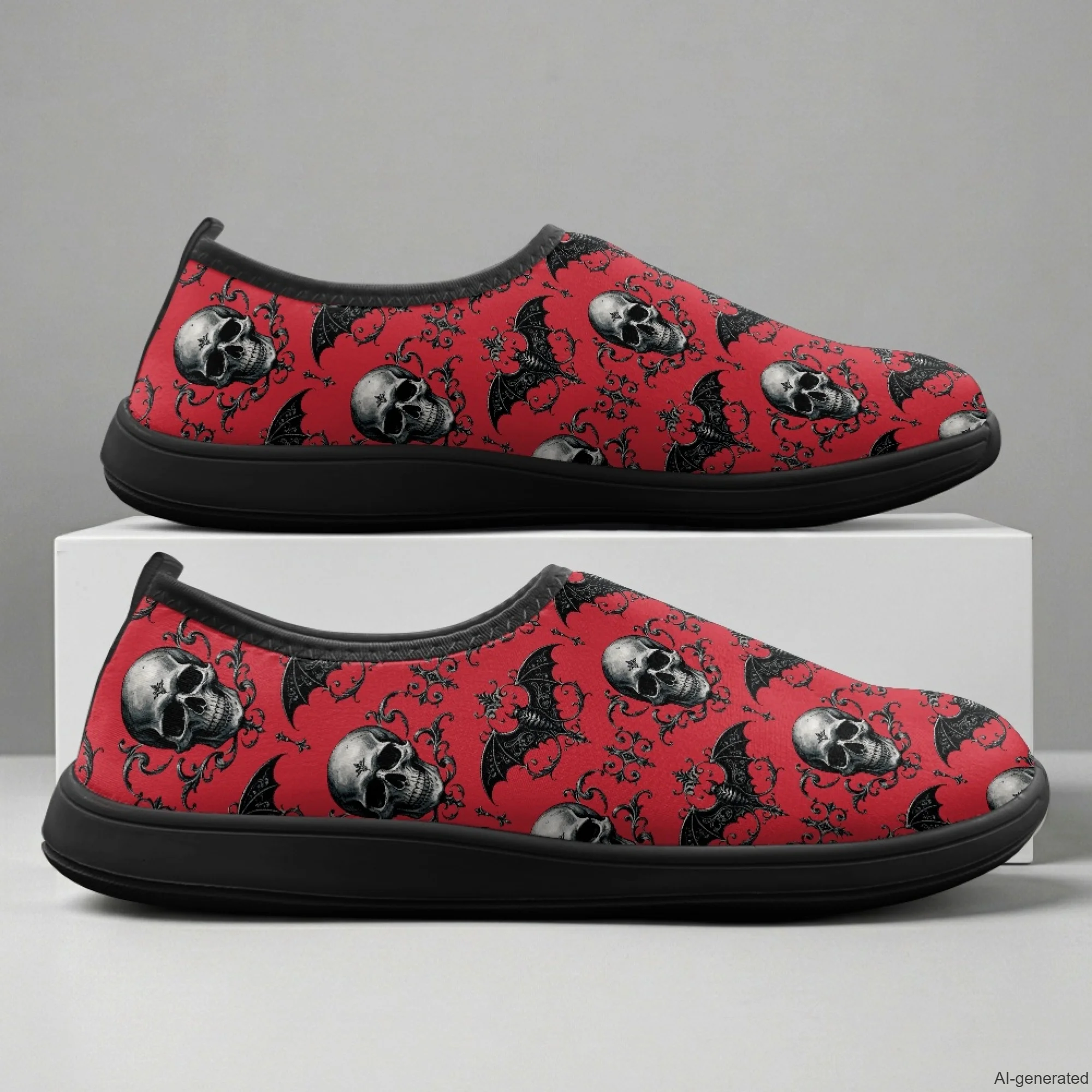XIXIRIMIDO Slip-on Wide-toed Shoes Skull Print Zapatos De Mujer Men's Sneakers and Casual Shoes Slippers Nurse Shoes 36-46