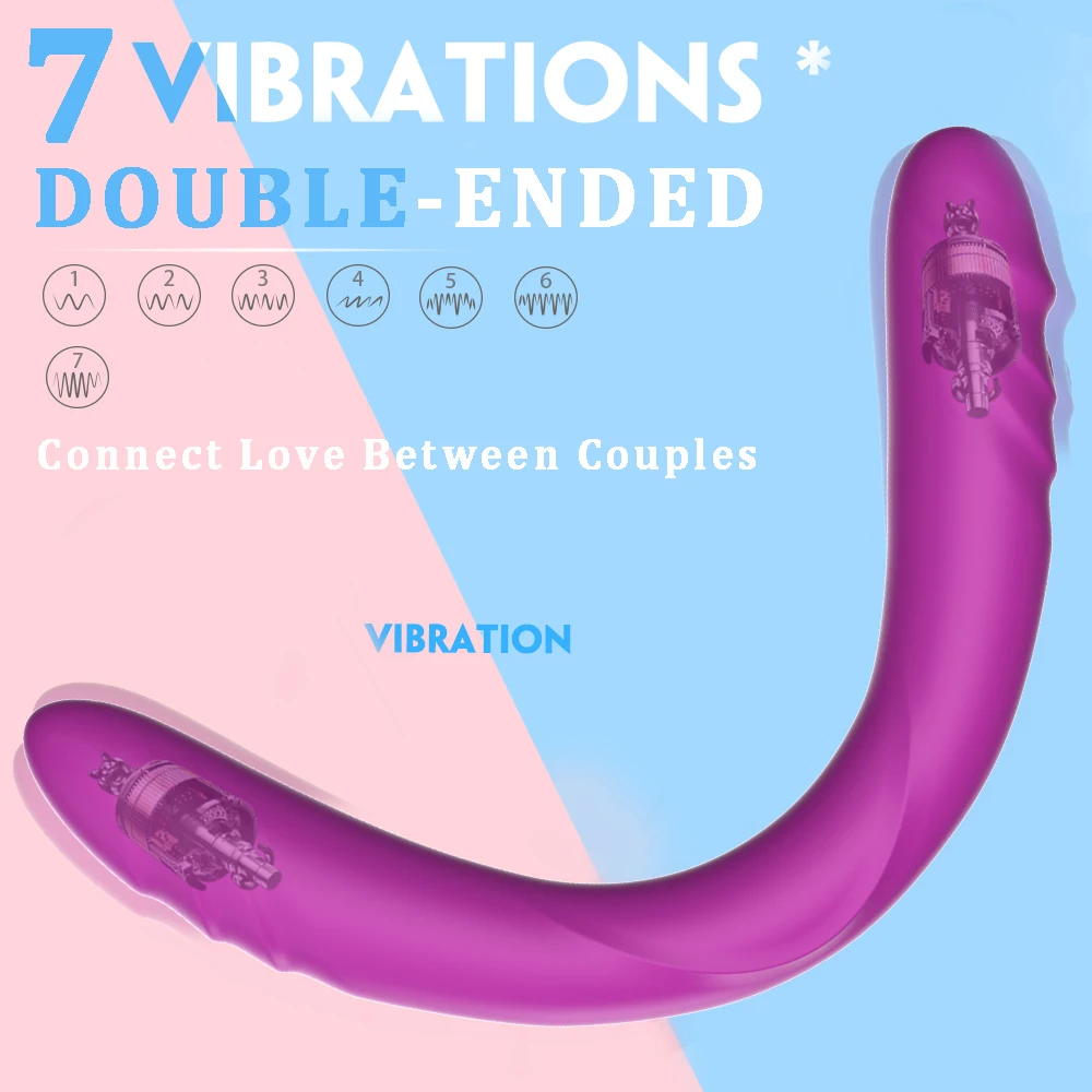 Realistic Double-Ended Dildo Vibrator for Women Lesbian Strapless Strap-on Dildo Vibrators Remote Control Sex Toys for Couples