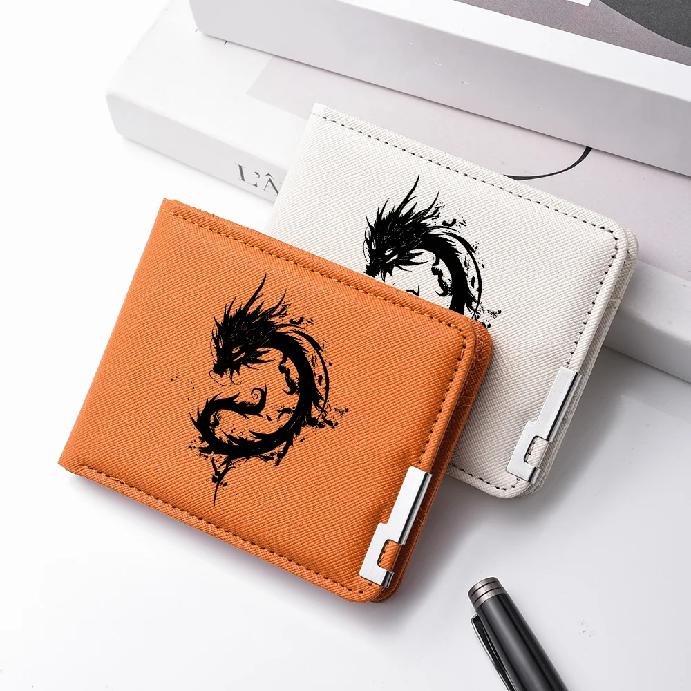 Fashionable High-Quality Men's Wallet Black Dragon Pattern Compact Lightweight Durable Men's Purse
