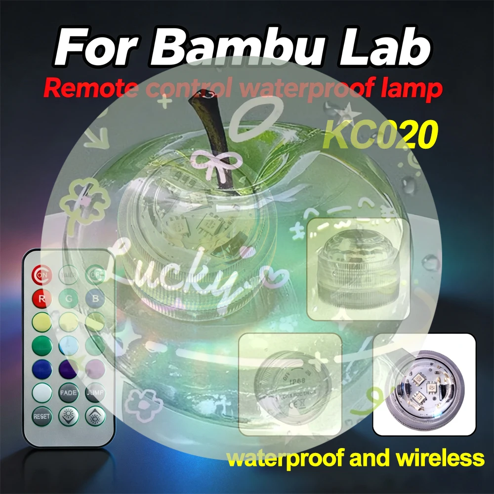 For Bambu Lab RGB LED Remote Control Waterproof Lamp KC020 Multicolour Atmosphere Lights Decorative Lights for 3D Printers