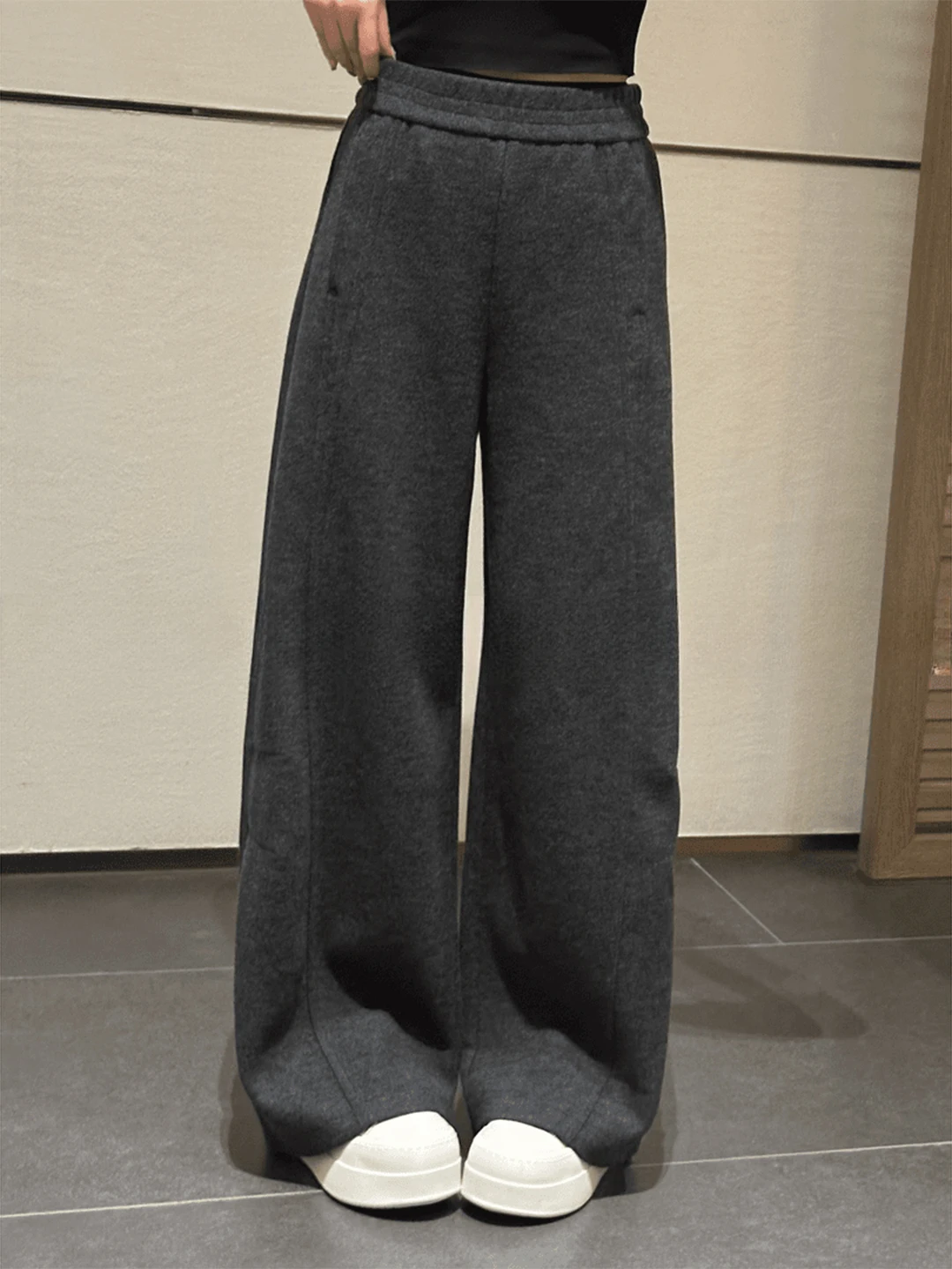 

Women's High Waist Fce Lined Casual Pants Loose Wide Leg Long Trousers Thiened Autumn Winter Faion plus Size Pants