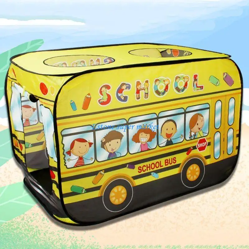 090B Foldable Child School Bus Play Tent Funny Indoor Outdoor Lawn Beach Party Tent