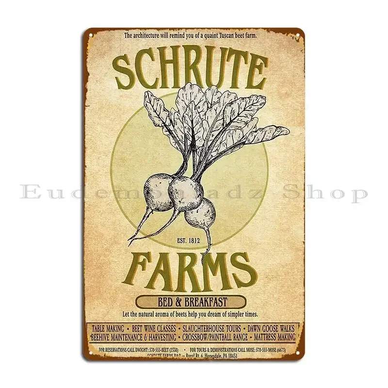 Schrute Farms Dwight Schrute Metal Signs Living Room Wall Pub Pub Designer Cinema Tin Sign Poster
