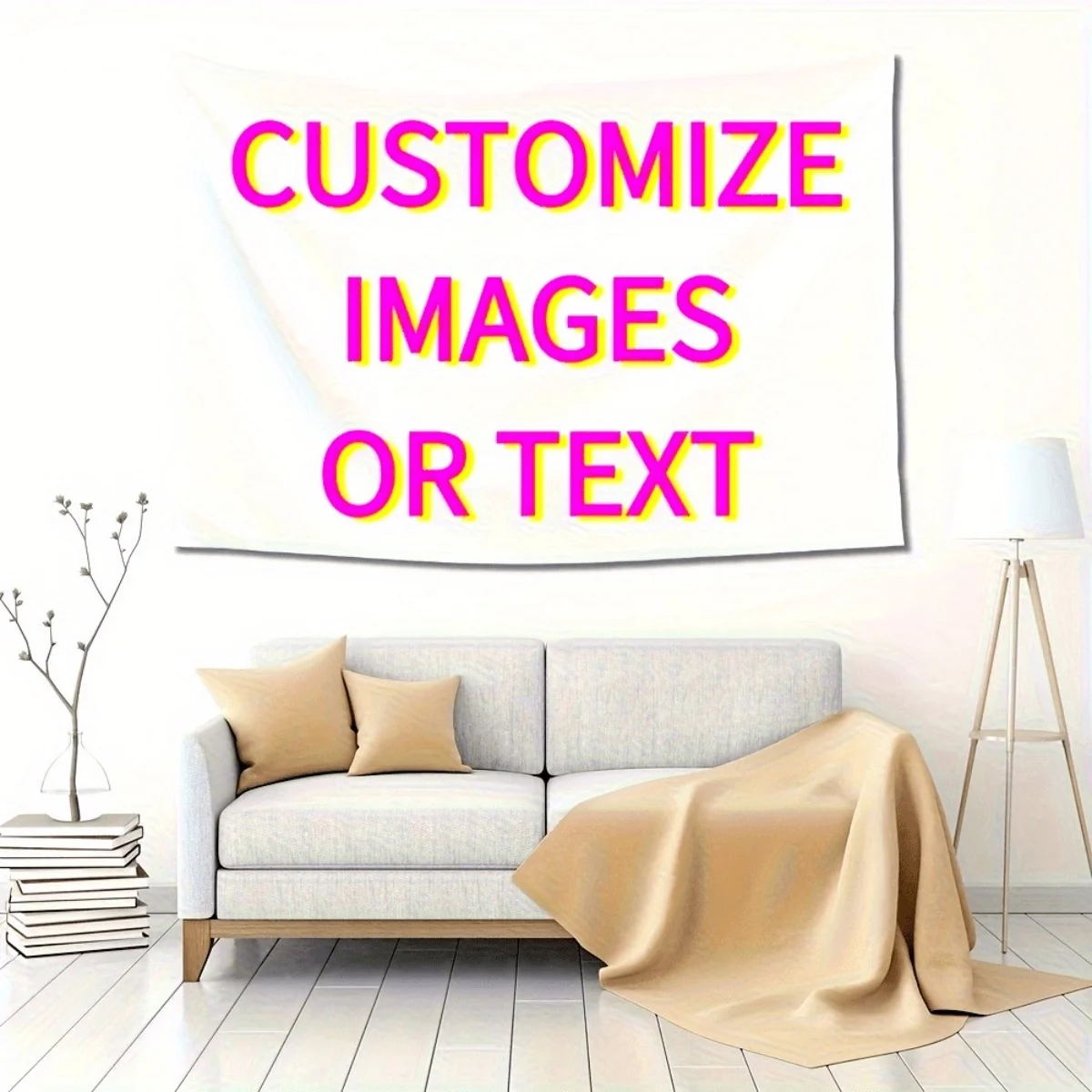 Custom Wall Tapestry – Customizable with Text or images; Suitable for Home Decor, Party Backdrops, and Wedding Decorations.