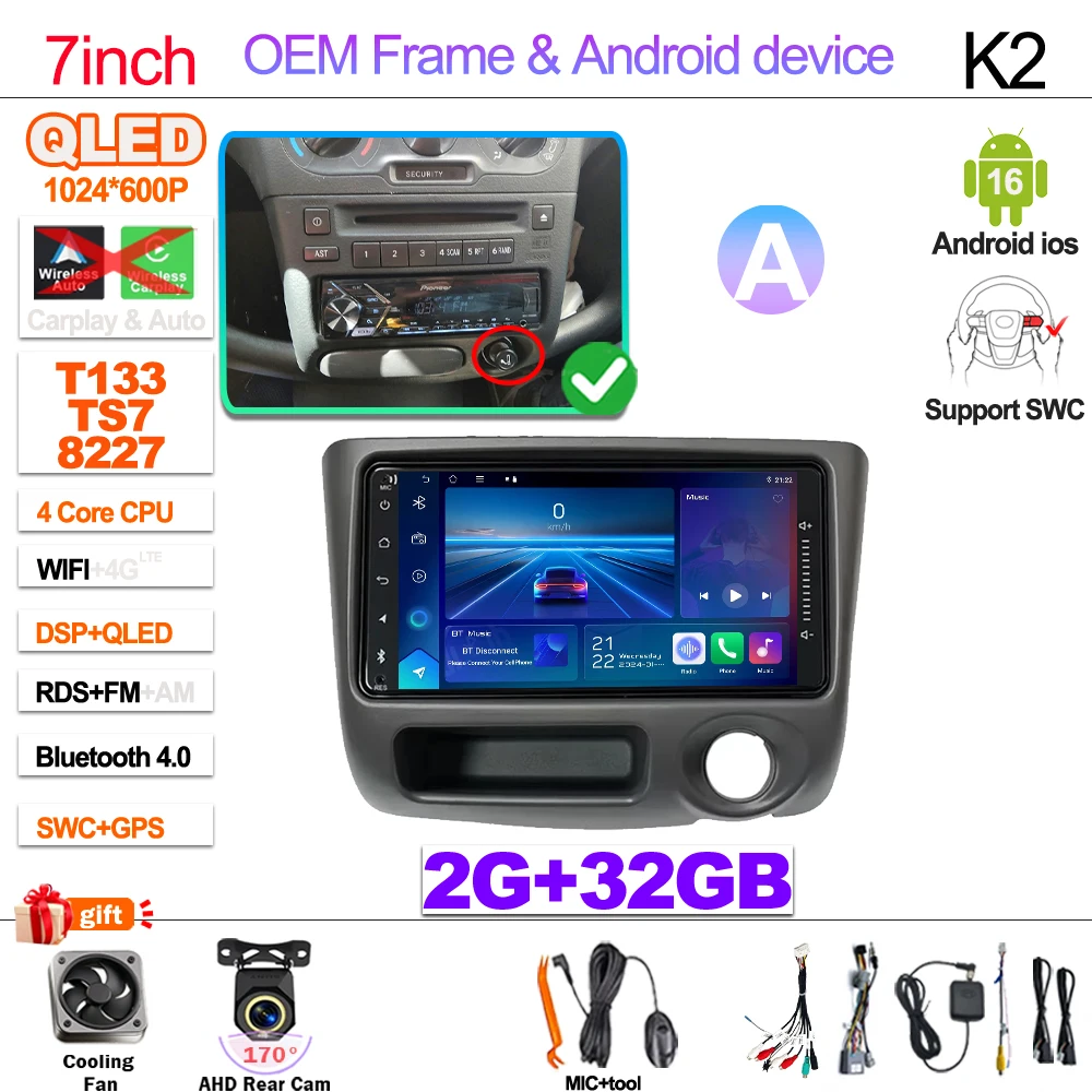 7“ 9” Android 16 Autoradio Voor Toyota Vitz XP10 Yaris Platz Echo 1999 2000 2001-2005 Multimedia Video Player Carplay GPS RDS