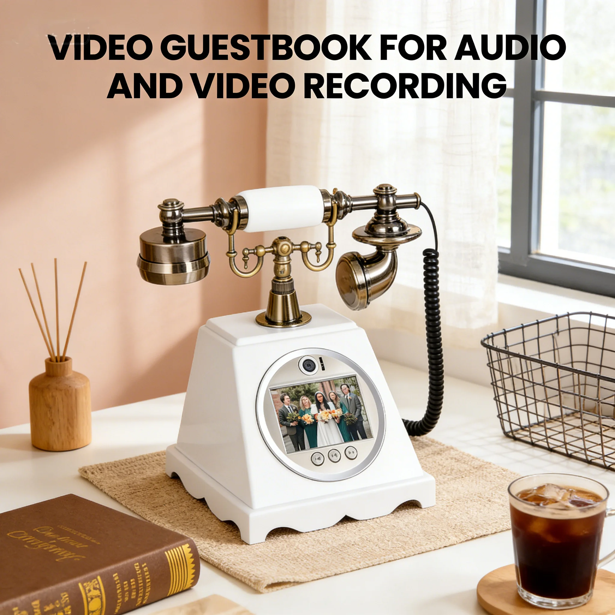 Antique Phone OEM/ODM ,1080P Video Audio Guest Book , Bulk Factory Price for Weddings and Parties