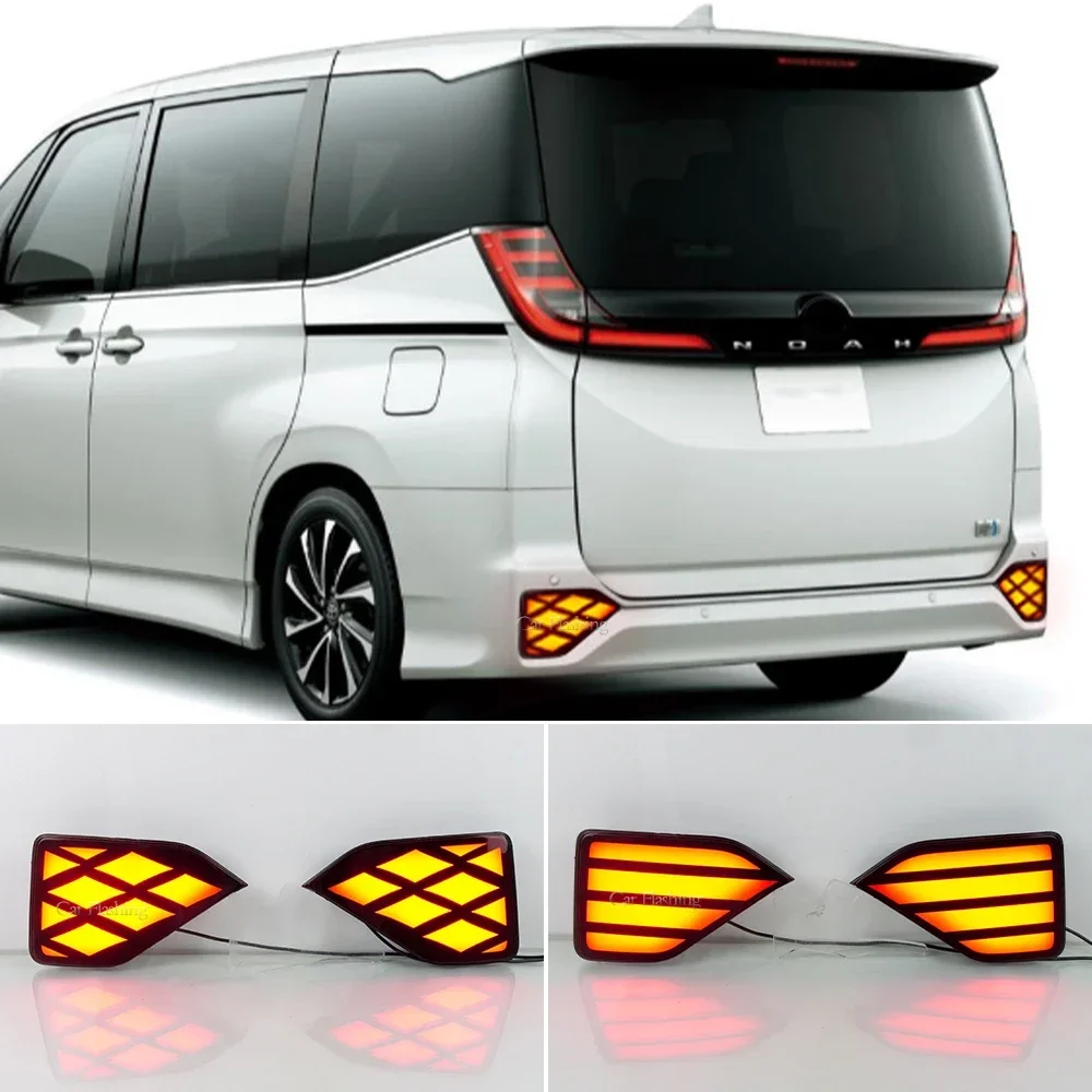 

New！ Car LED Rear Reflector Fog Lamp For Toyota Noah Voxy 90 R90 90S 2022 2023 Rear Bumper brake light with turn signal Lamp