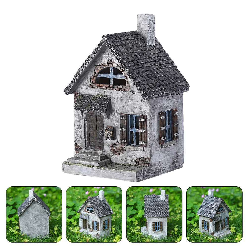 

Resin Miniature House Decor Small House Shaped Ornaments Exquisite Realistic Modeling Bright Color Fade Resistant Garden Yard
