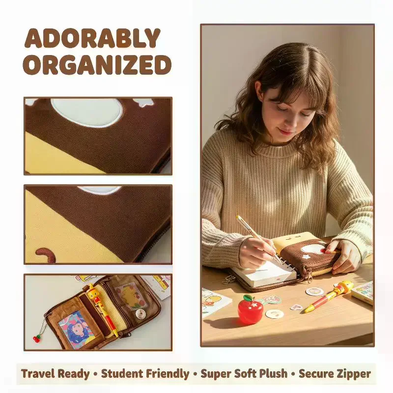 Cute Pudding Color-blocked Plush Coin Purse Travel Passport Bag Account Bag Portable CCD Camera Bag Portable Storage Card Bag