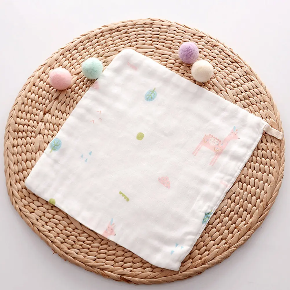 

5pcs Face Towel Set Bamboo Fiber High Density Gauze Baby Bath Drool Wipe Towel For Infant Cleaning Portable Soft Towels Printing