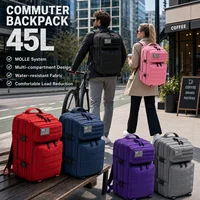 45L Tactical Travel Backpack Molle Large Capacity Multi Pocket Storage Bag Durable Wear Resistant Camping Hiking Trekking Bushcraft Daypack Heavy Duty Rucksack For Men Women Business Trips Mountain Climbing Daily Commute Luggage Bag