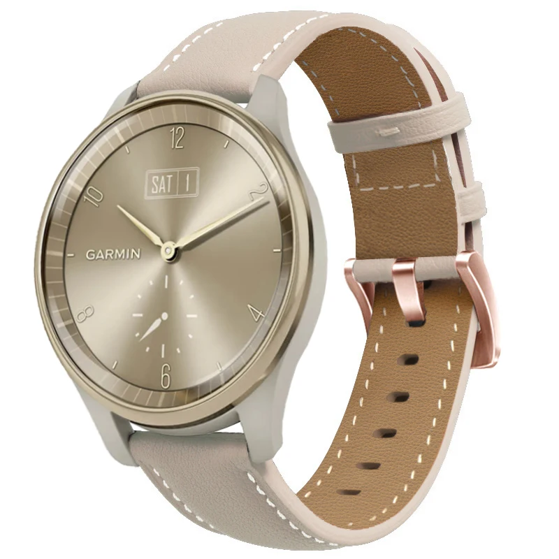 20mm Leather Band For Garmin Vivomove Style HR Sport Trend Luxe Strap Women Girl Watch Strap Smartwatch Wristband Bracelet