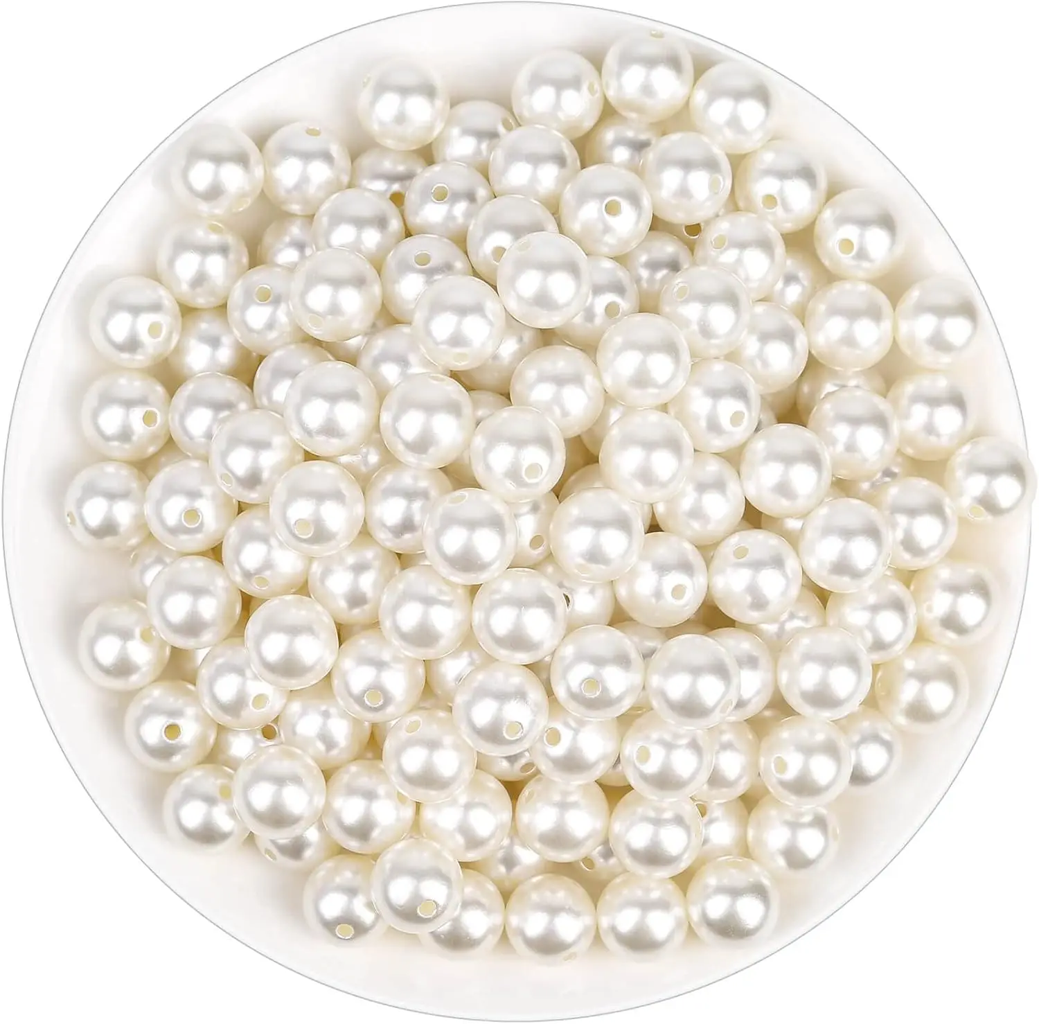 

Beads for Craft, Anezus 200pcs Ivory Faux Fake Pearls, 12 MM Sew on Pearl Beads with Holes for Jewelry Making, Bracelets, Neckla