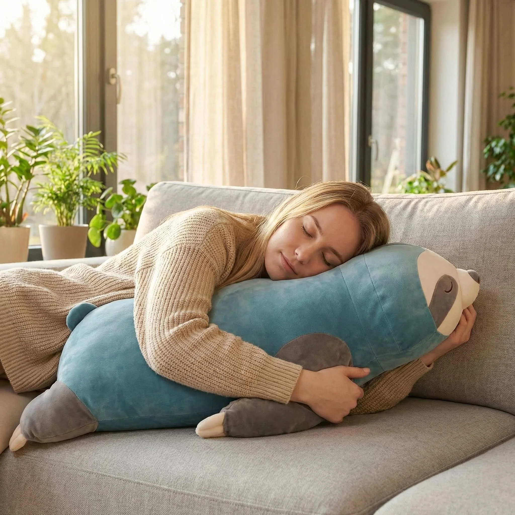 100cm Kawaii Sloth Plush Toy Cartoon Simulation Animal Soft Stuffed Plushies Doll Big Size Cute Girls Room Pillow Birthday Gift