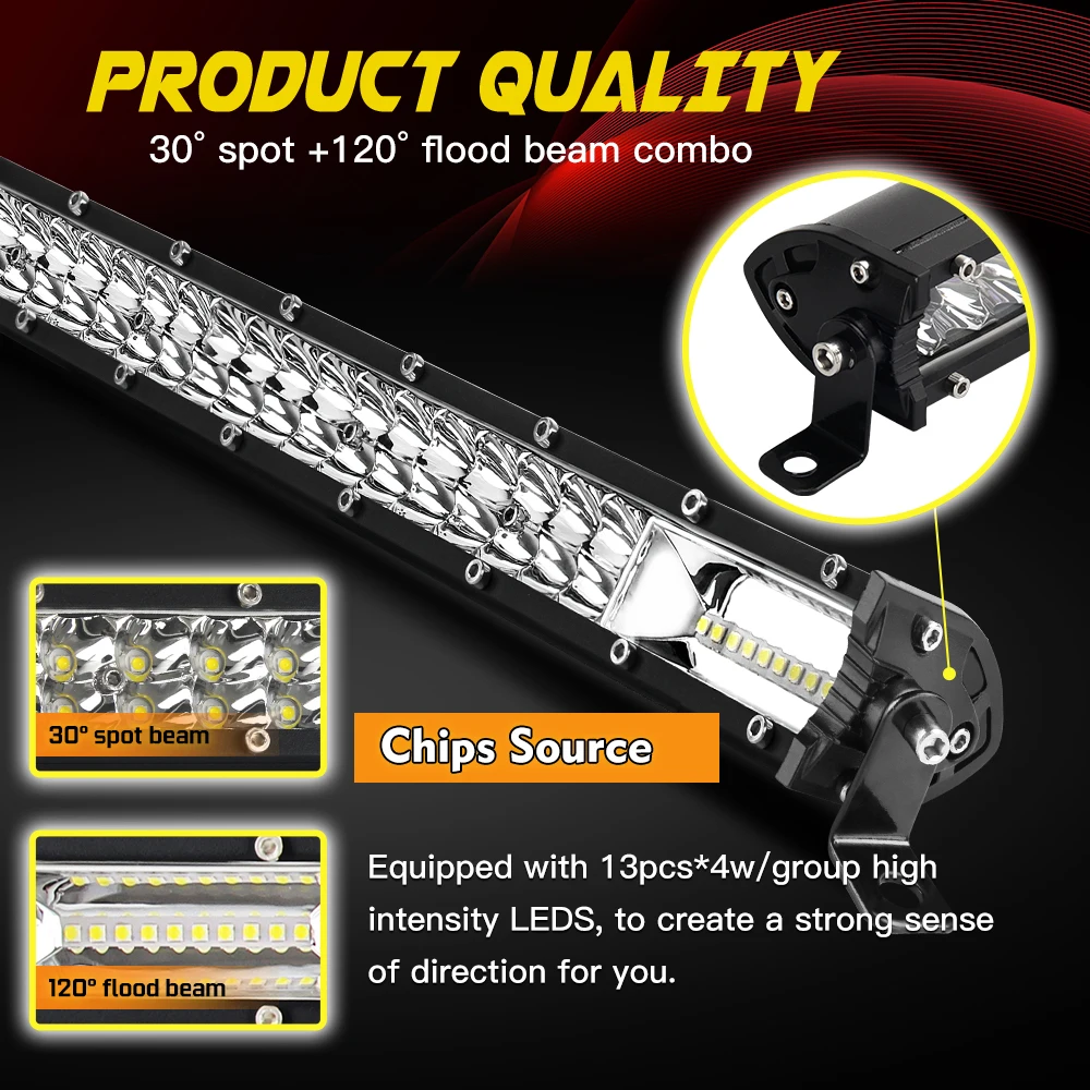 HAOLIDE 2-Row 2PCS LED Light Bar Car Driving Light 6000K Super Bright 12V 24V Waterproof for UTV Truck Lamp 4x4 off-road use