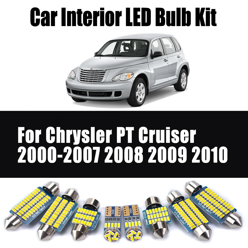 

11Pcs For Chrysler PT Cruiser 2000-2007 2008 2009 2010 Ceiling Bulbs No Error Canbus Car LED Interior Dome Map Trunk Light Kit