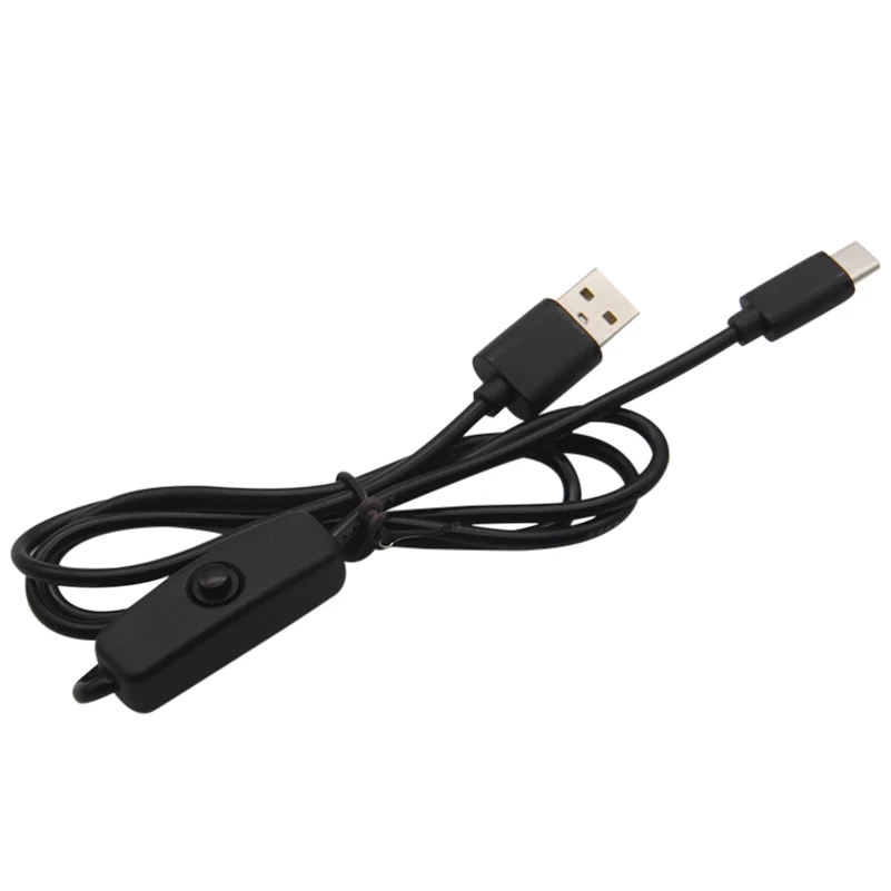 NEWEST 1m Universal USB Type C Charging Cable with ON/OFF Switch for Raspberry Pi 4 An-droid Mobile Phone
