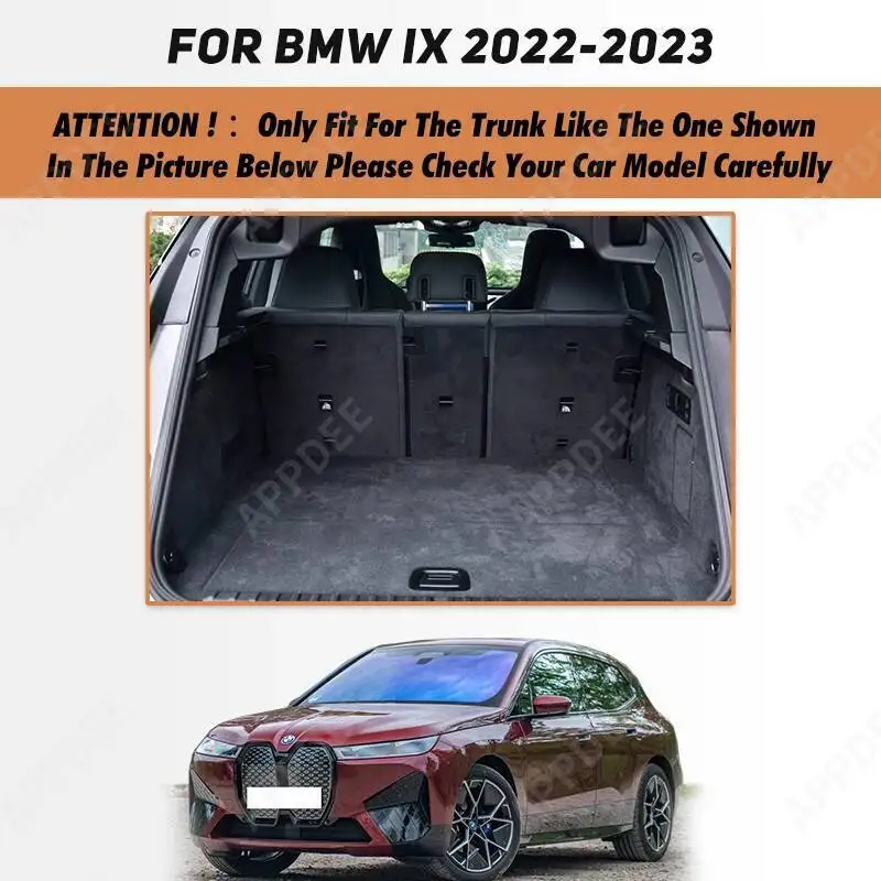 Auto Full Coverage Trunk Mat For BMW iX 2022 2023 Leather Car Boot Cover Pad Cargo Liner Interior Protector Accessories