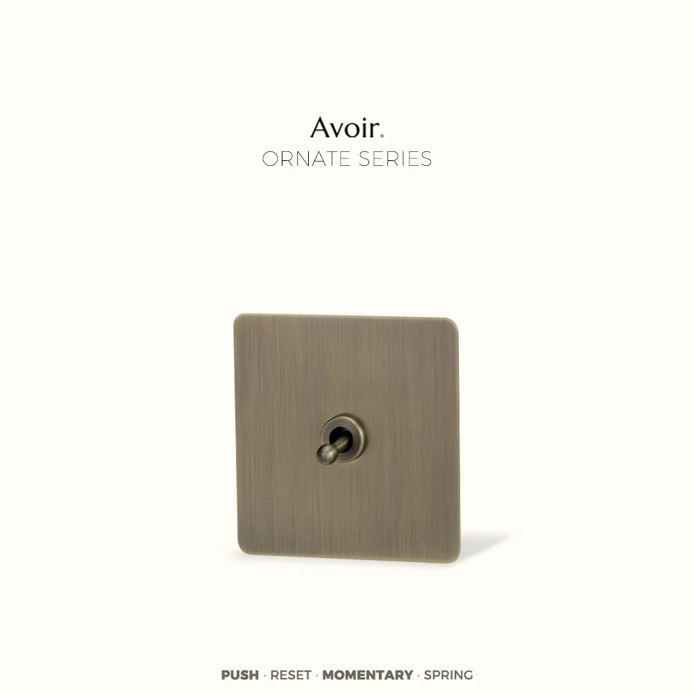 

Avoir Bronze Push Button Rocker Momentary Switch 220V Electrical Socket With Usb Charge UK FR EU Retro Reset Switches 1-3 Gang