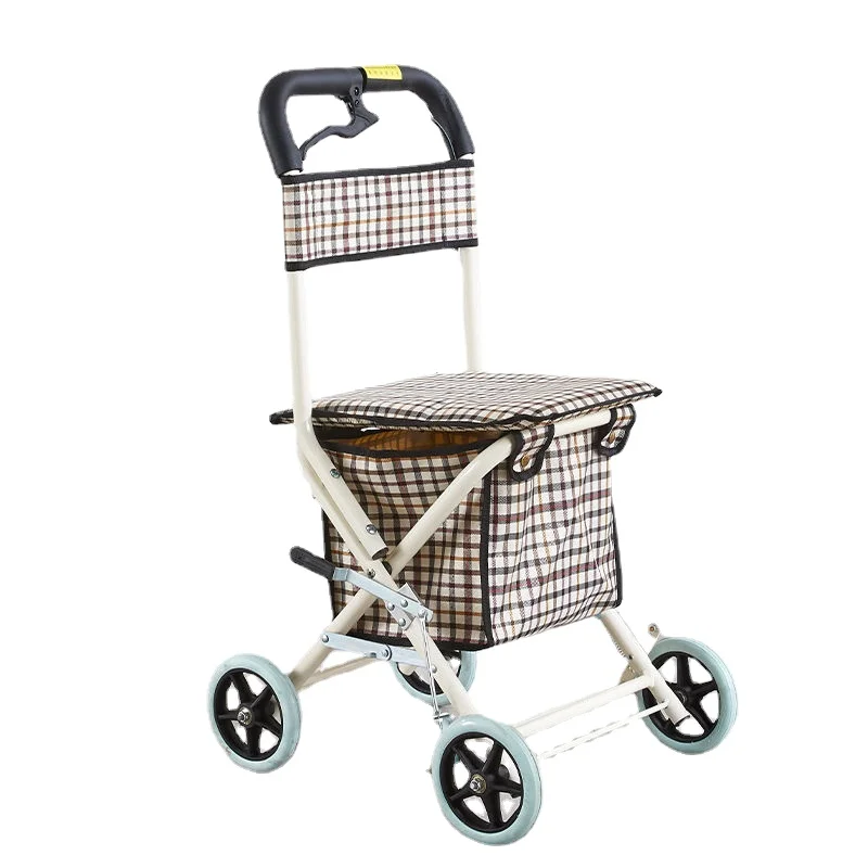 

Elderly travel mini lightest Shopping Cart Climbing the Building Folding to Buy Vegetables Lightweight and Pushable