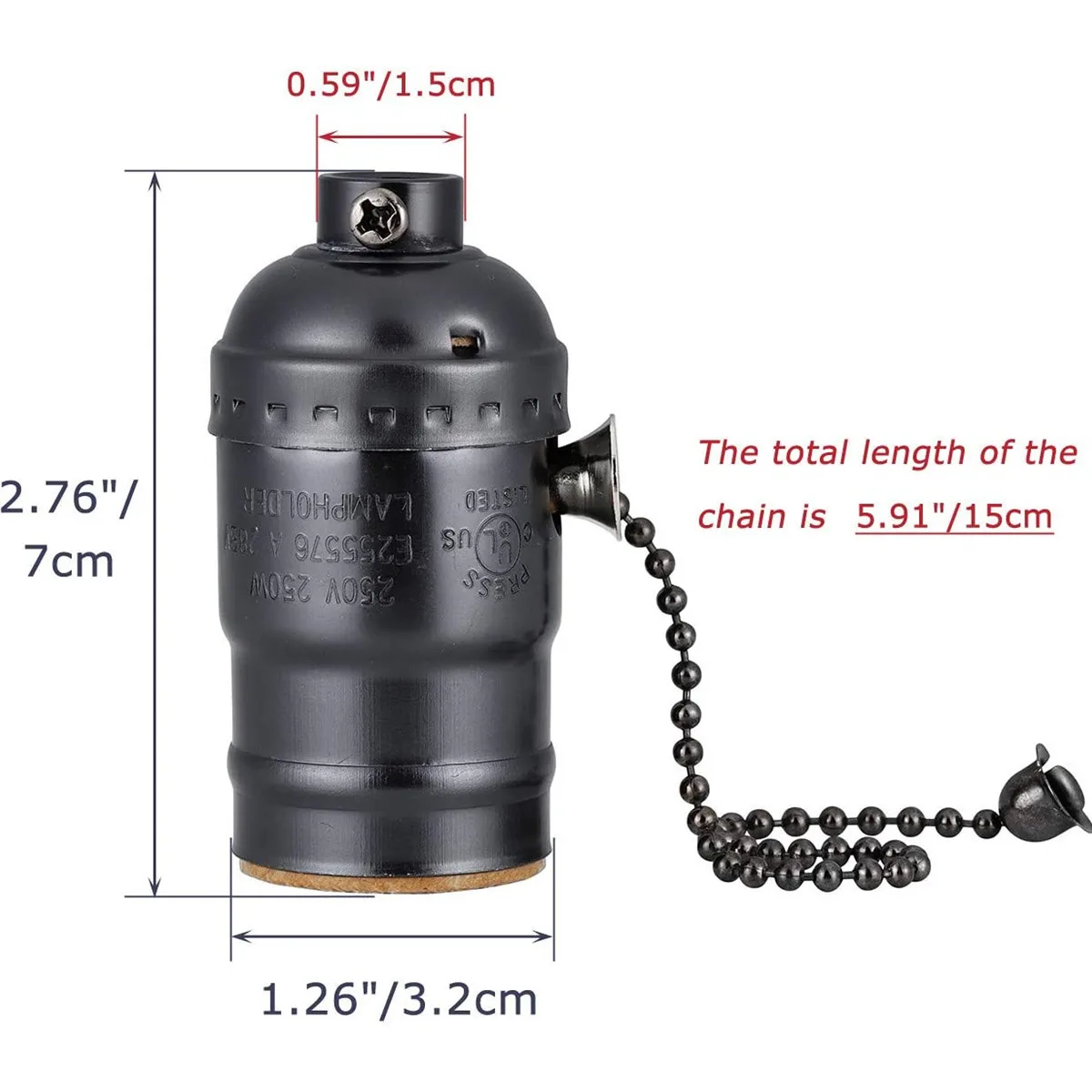 Ganriland e26 e27 vintage retro lampholder 110v 220v alumínio soquete shell zipper base da lâmpada para a tomada de parafuso de luz com interruptor