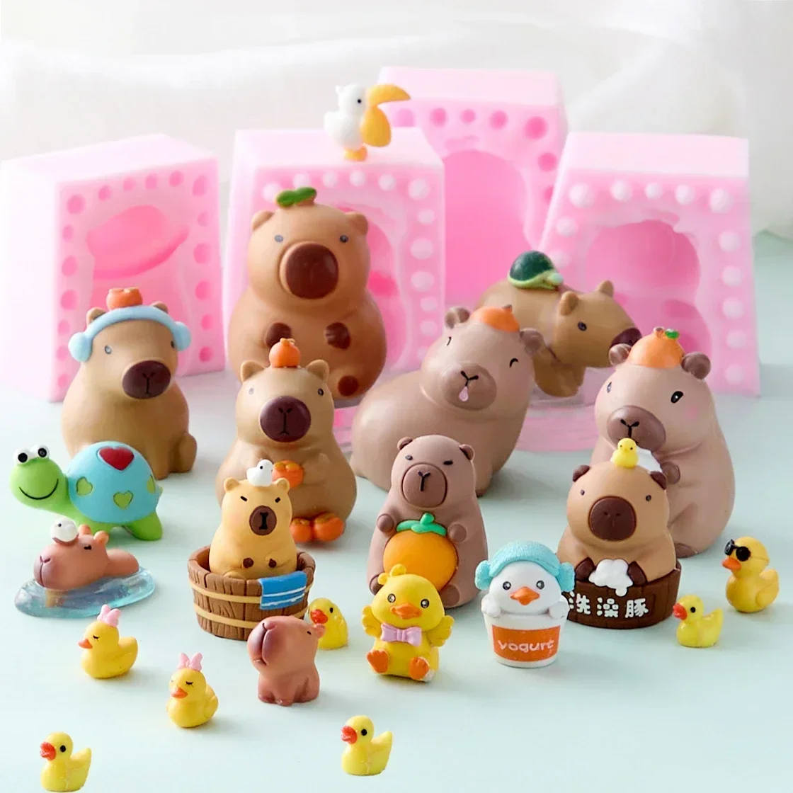 Mirosie Cartoon Capybara Silicone Molds Baking Accessories Duck Tortoise Chocolate Fondant Cake Mold 3d Animal Cake Decoration