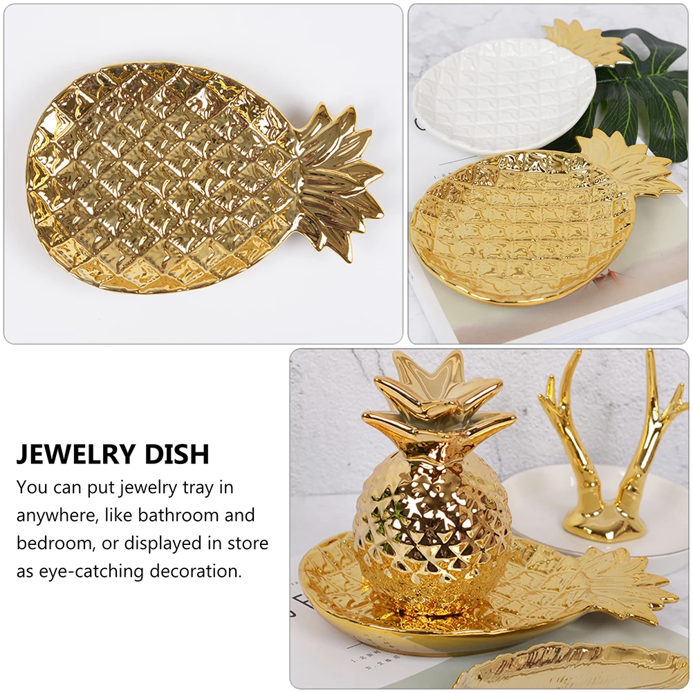 

Pineapple Storage Tray Jewelry Ceramic Decorations Necklace Dish Plate Display Ring Holder