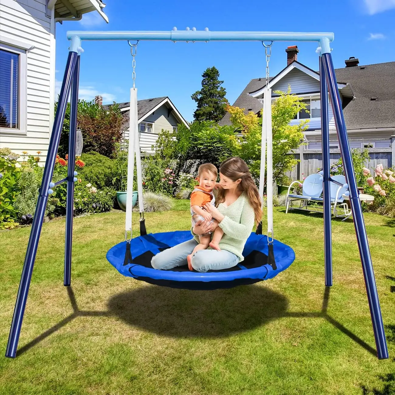 

500lbs Saucer Swing with Frame, Kids Swing Set for Outdoor Backyard,1 45'' Saucer Tree Swing + 1 Heavy Duty Metal