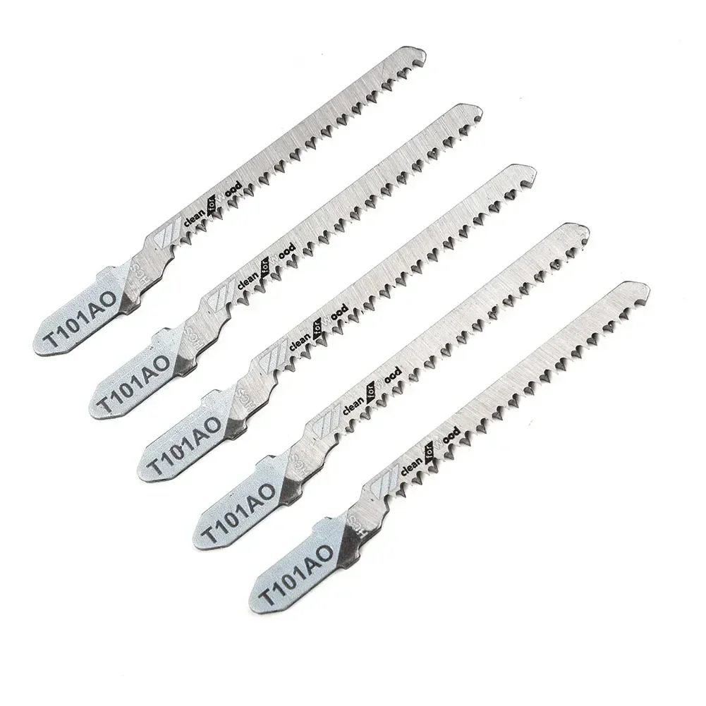 5Pcs T101AO Jig Saw Blades Set HCS T-shank Sharp Fast Cut Down Jigsaw Blades Woodworking Blades Hand Tool