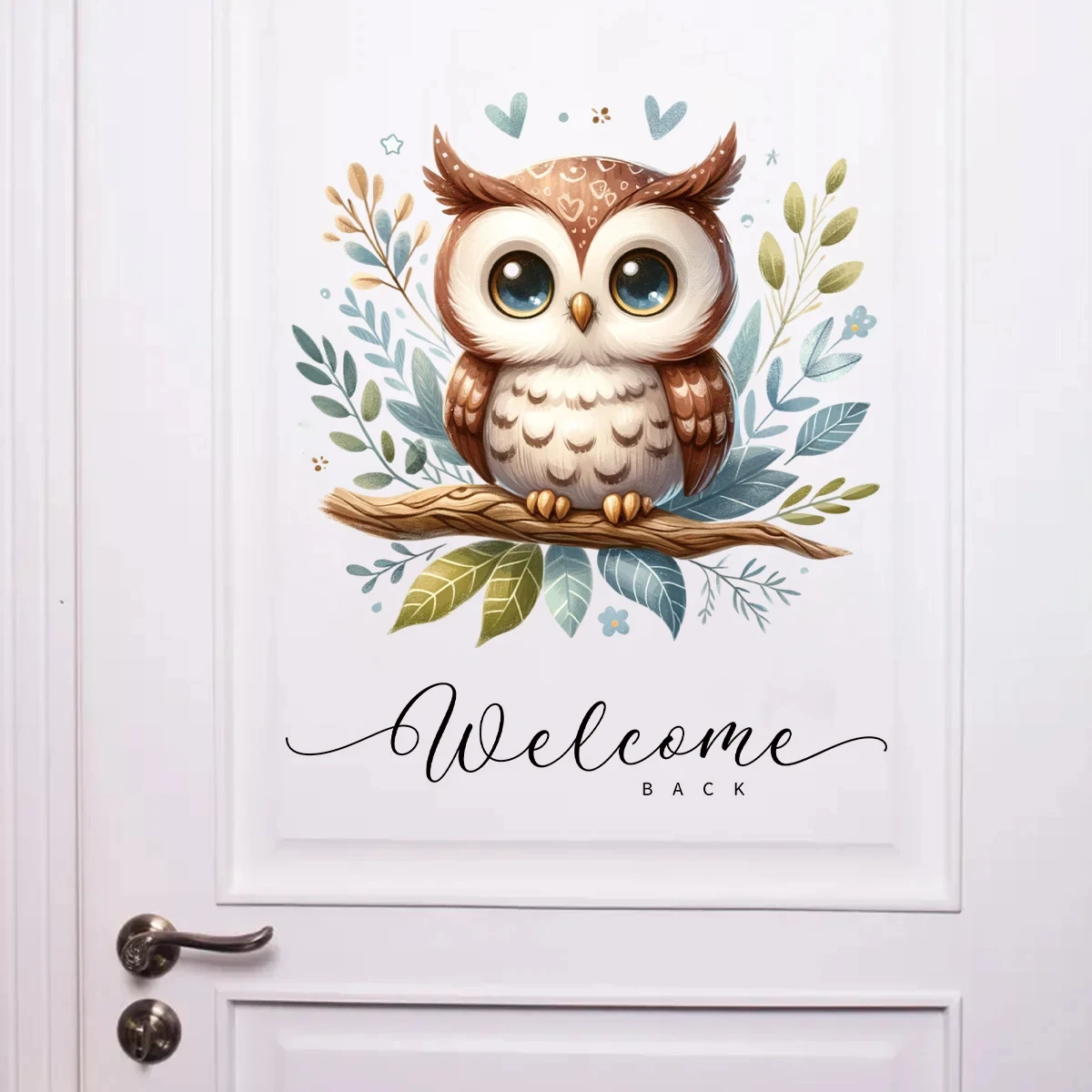 Cartoon Cute Owl and Welcome Back Animal Door Stickers Create A Warm Feeling for Bedroom Living Room Decoration Wall Decals S870