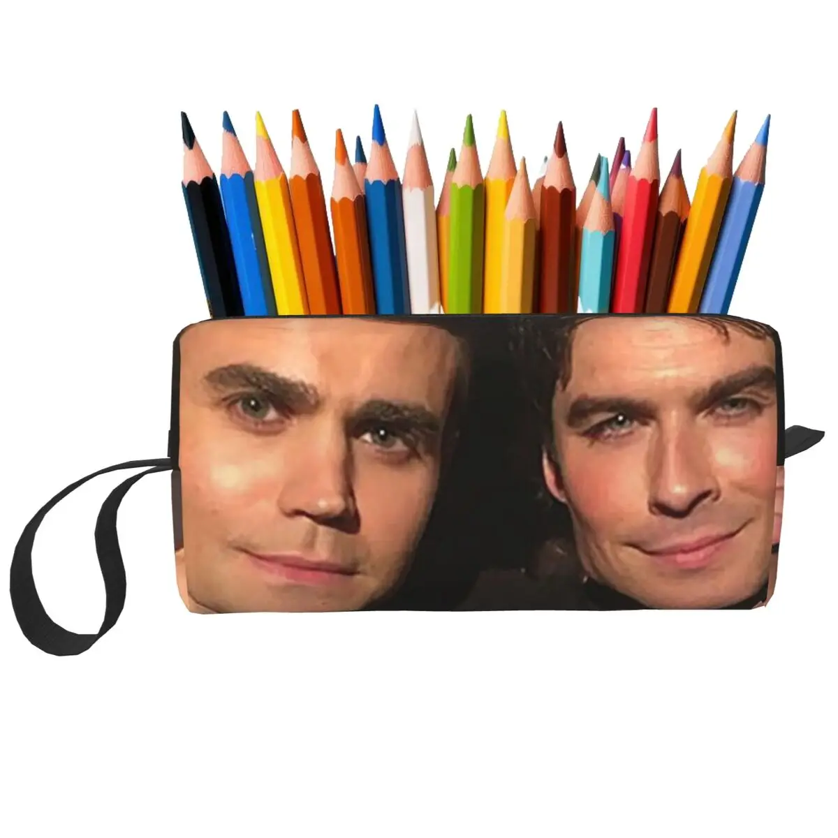 Damon Salvatore Vampire Diaries Movie Pencil Case for School Pen Box Pencil Bag Stationery Supplies Travel Women Cosmetic Bag
