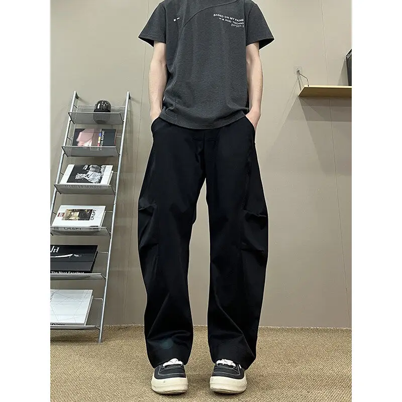 

American Sle Military een Men's Wide Leg Pants Spring Autumn CleanFit Pleated Casual Loose Long Trousers Straight Cut