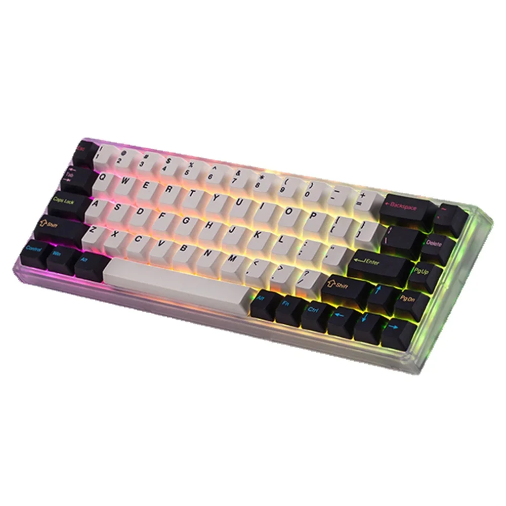 

3 modes Transparent case Keydous NJ68 MAX Bluetooth Keyboard RGB Hotswap Mechanical Keyboards 2.4g Wireless Steel Plate