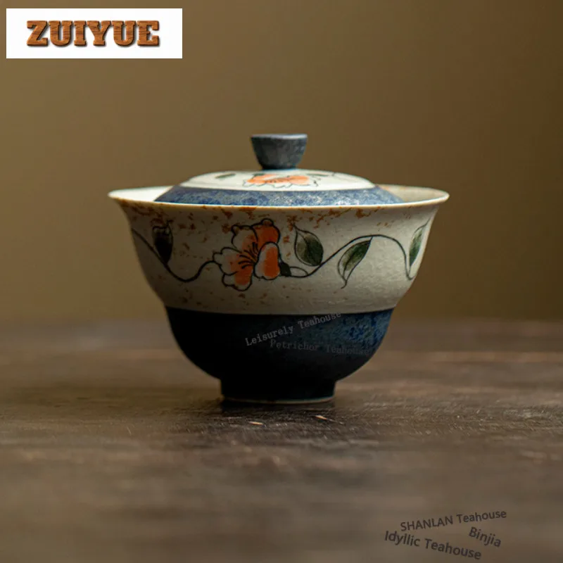 

120 мл ручная роспись Камелия Гайвань древний чайный чайник чайная чаша с крышкой комплект чая крышка чаша китайский чайный сервиз коллекция