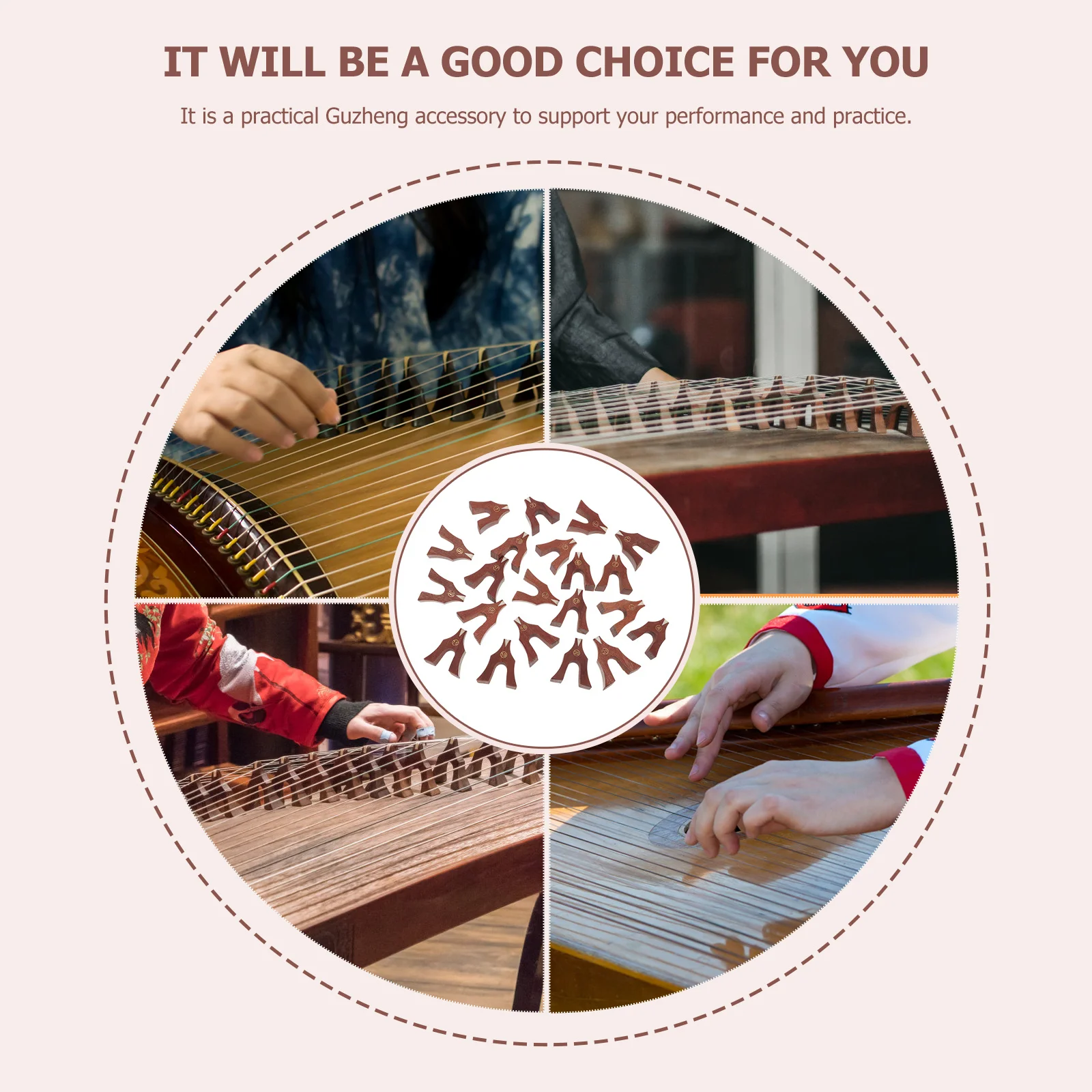

21Pcs Durable Wood Guzheng Bridges Professional Grade Replacement Parts Affordable Practical Music Accessory Brown
