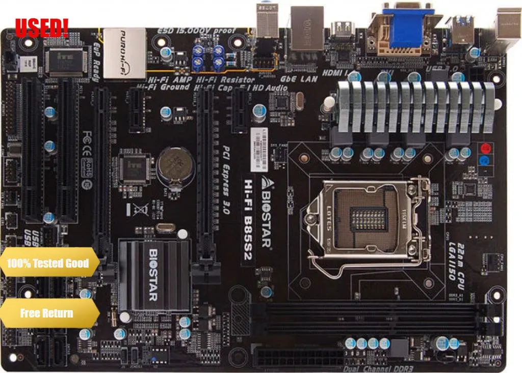 

BIOSTAR Motherboard Hi-Fi B85S2 supports Intel LGA1150 4th Generation Core i7 / Core i5 processors