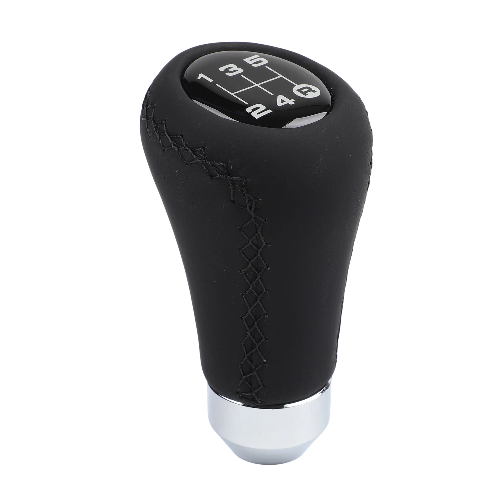 Manual Transmission 5-speed Shift Knob PU Leather Finish Aluminum Alloy Base 4 Adapters Included For Manual Cars