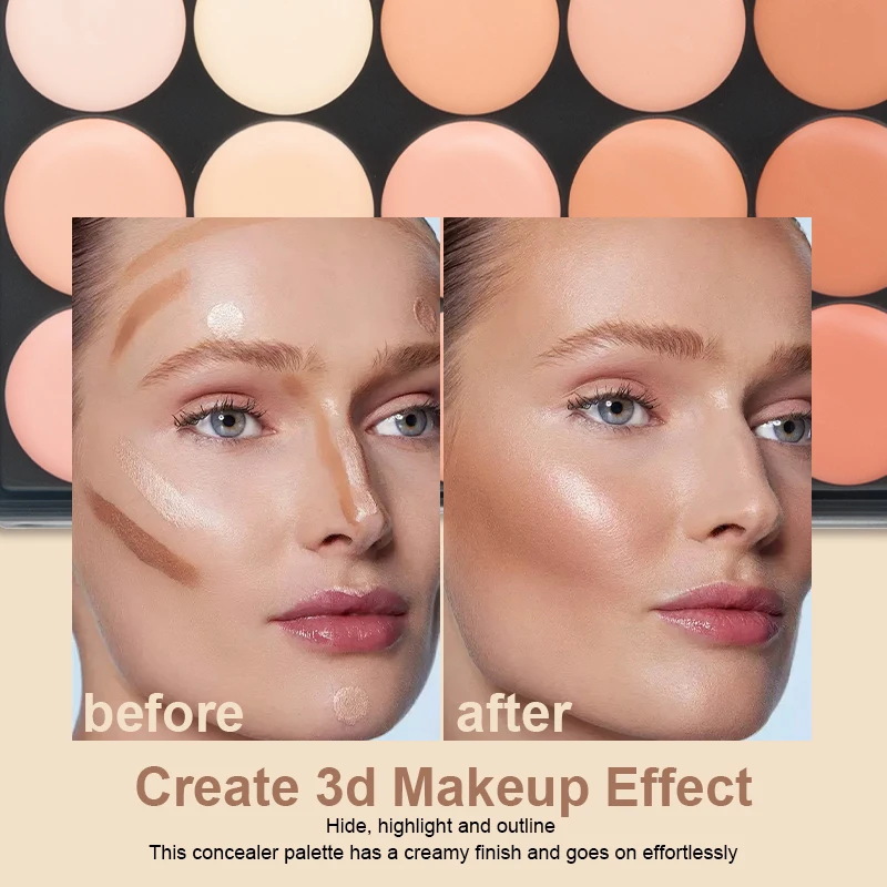 لوحة خافي عيوب البشرة بتغطية كاملة مقاومة للماء لندبات الوشم، كريم أساس طبيعي لجميع أنواع ألوان البشرة ومحيط غير لامع