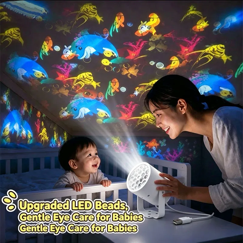 2026 Colorful Ocean World Rotating Dancing LED Lamp, Kids Christmas Projector Light for Bedroom Living Room Decor