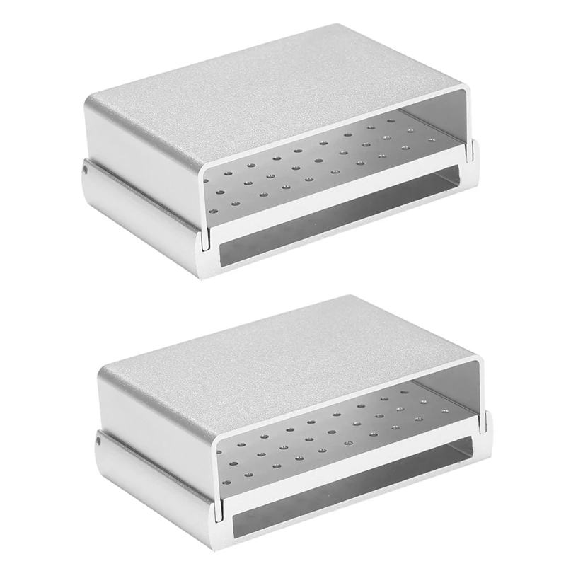 

2X Disinfection Box 58-Hole Aluminum Alloy Bur Box High And Low Speed Mobile Grinding Head Box B