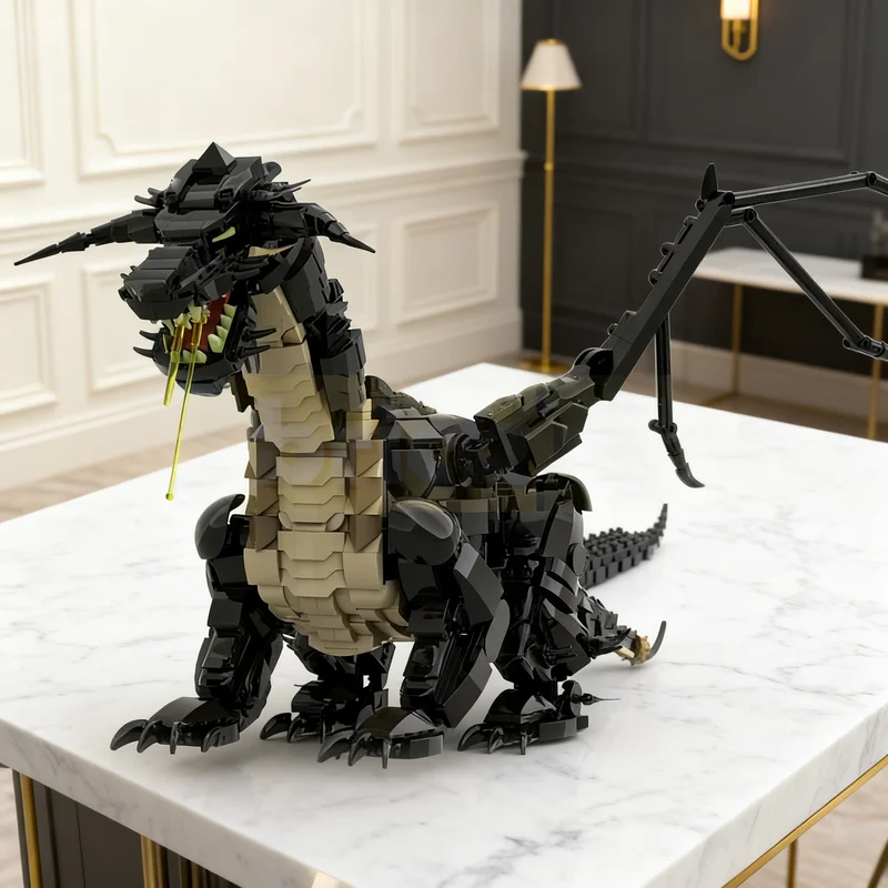 Конструктор MOC «Черная средневековая крепость» (1753 детали), архитектурная модель, коллекционный набор, игрушка-подарок