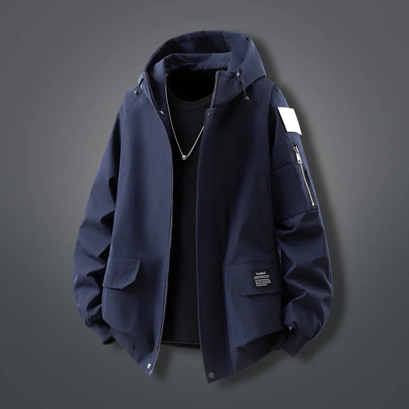 

GIOIOMen's Jacket，Spring and Autumn New High-Quality Non-Iron Hooded Loose Casual Workwear Jacket，Men's Clothing