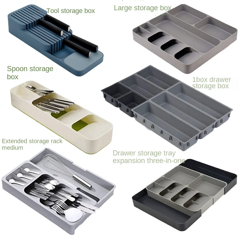 Kitchen Drawers Knives Forks Storage Boxes Trays Dishes Soup Spoons Cutlery Dividers Organizers