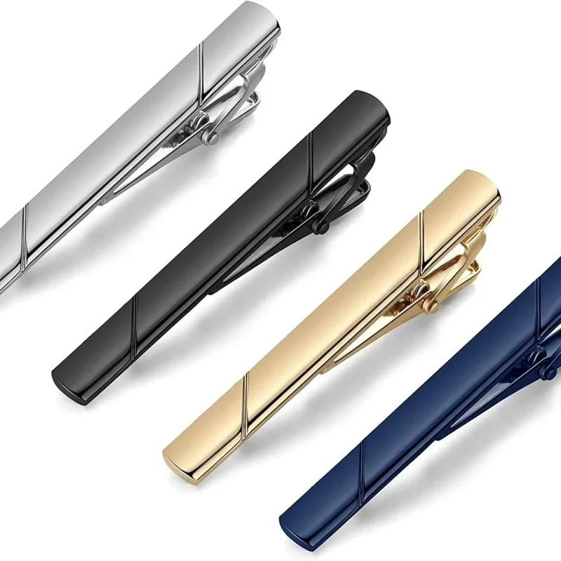 Tie Clips for Men, Black Gold Blue Silver Tie Bar Set for Regular Ties, Luxury Gift Ideas